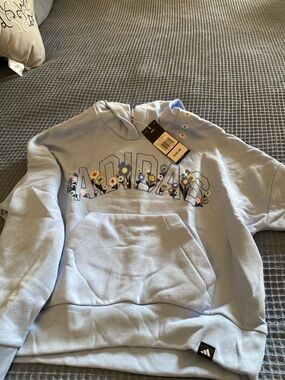 adidas Light Blue Floral Logo Hoodie